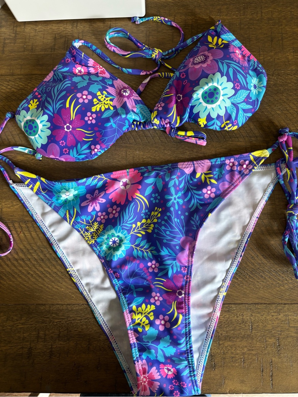 Purple Floral Two-Piece Bikini Set NWOT Medium